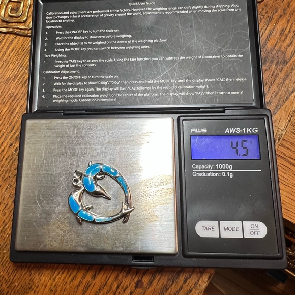 Faux Blue Opal Double Dolphin Heart Pendant 👠 - Picture 17 of 17